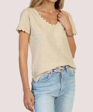 NEW DYLAN ric rac short sleeve tee in dune